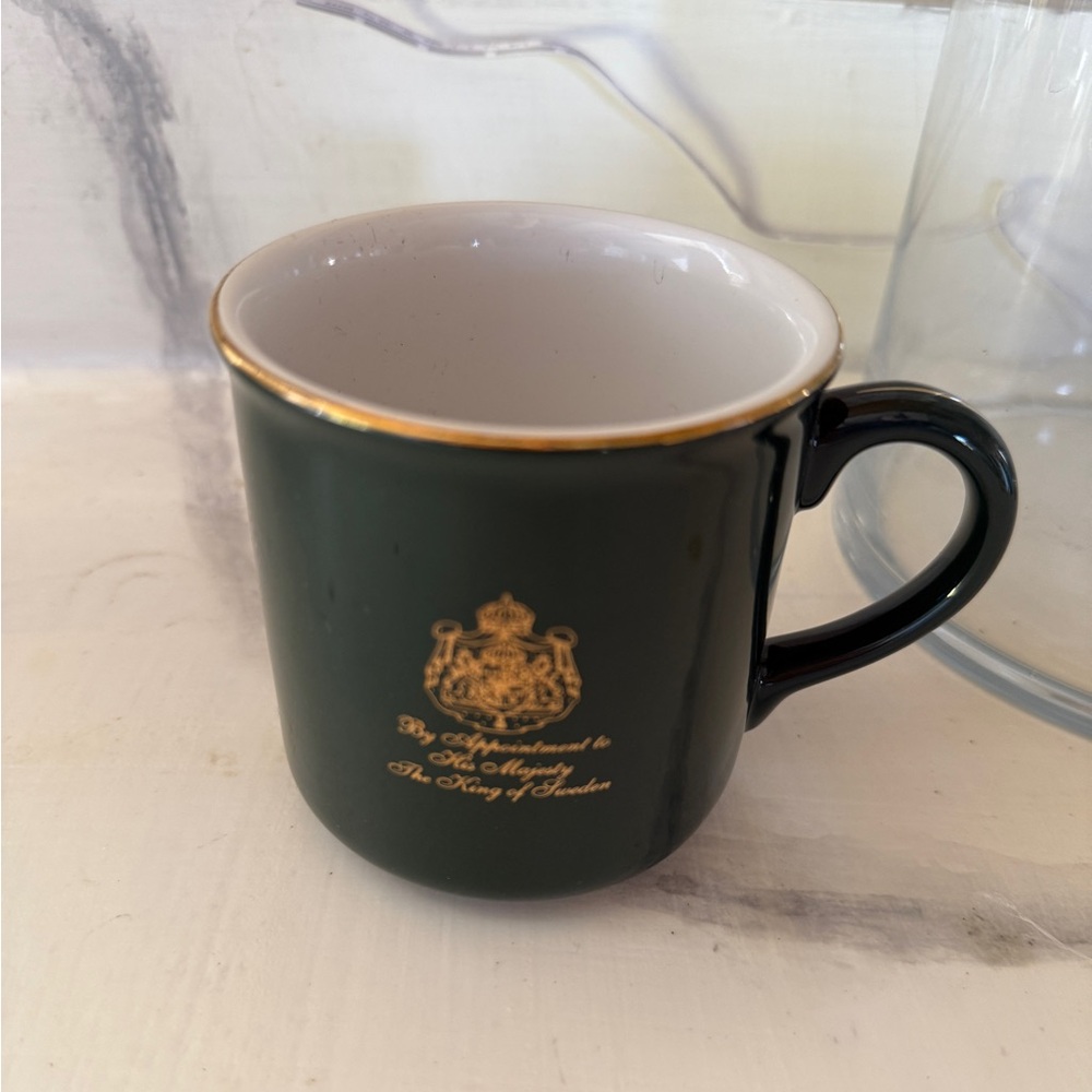 "By Appointment to His Majesty the King of Sweden"VTG Gevalia Kaffe Mug Green